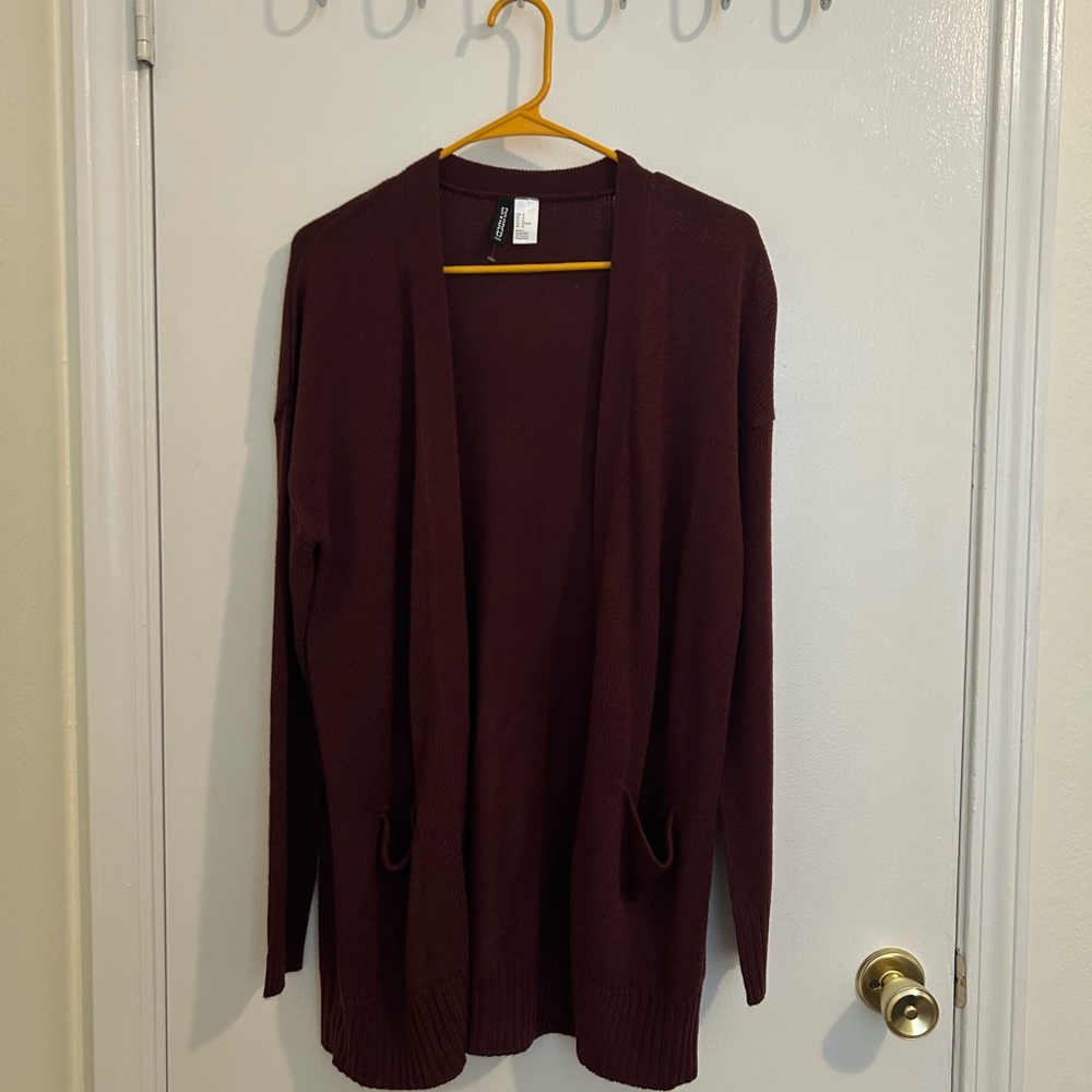 H&M Open-Front Cardigan Sweater - Burgundy